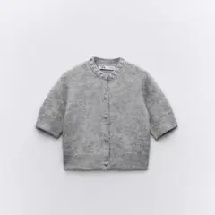 【最終値下げ】ZARA ラインストーンボタンニットカーディガン　サイズS