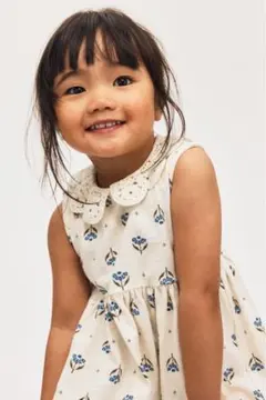 H&M 花柄ノースリーブワンピース レース襟6〜9M/74cm相当