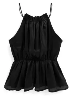 や*う様 ホルターネックオーガンジーペプラムトップス[ac2397]