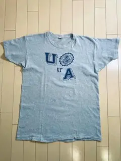 70s USA製 champion Uof A バータグ 青杢 染み込み