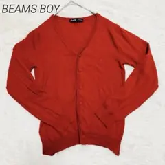 BEAMS BOY✨Vネック カーディガン レッド　毛100％ウール　丸ボタン♡のサムネイル