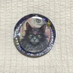 No．594 レジン 黒猫 サーフィン 波型 ヘアゴム マーカー ポニー