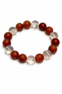 天然カーネリアン＆クリアクォーツ 10mmブレスレット