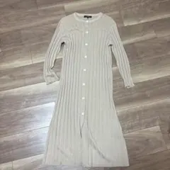 アンタイトルベージュ ロングカーディガン リブ編み