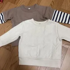 トレーナー ブラウンとストライプ 80サイズ2枚