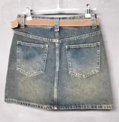 デニムブルー タイトスカート ベルト付き