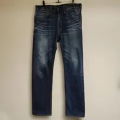 AG エージー スリムストレート デニムパンツ 30 実寸W32L29 革パッチ 