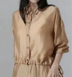 美品】Theory サテンブルゾン M 綿混 光沢 ボンバージャケット とろみ 