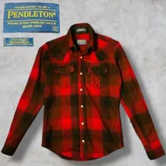 00s PENDLETON オンブレチェック ウエスタンシャツ 黒赤 S