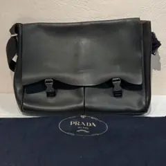 PRADA レザー メッセンジャーバッグ ショルダーバッグ ブラウン イタリア製のサムネイル