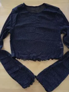 SHEIN 長袖 シアー　カットソー ブラック　XS