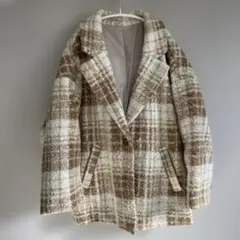 titivate チェック　テーラード　ジャケット　ミドルコート　ベージュ
