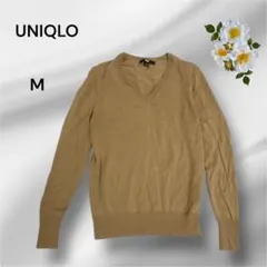 ユニクロ エクストラファインメリノVネックセーターベージュ ウール100% 薄手