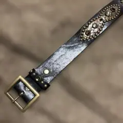 34inch HTC パイソン　スタッズベルト　ブラック 　ブラスバックル