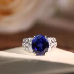 S925純銀】ラボグロウン·エメラルドリング 5ct フラワーデザイン