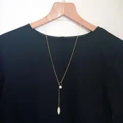 コットンパール×スターダストリーフのラリエットネックレスのサムネイル