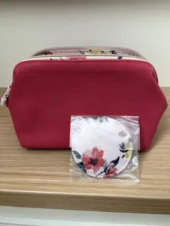 て*ら様 Francfranc ピンクポーチ 花柄内装 ミラー付き新品未使用のサムネイル