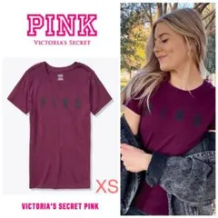 新品＊ヴィクトリアシークレットPINK＊クルーネックTシャツ＊XS/プラムのサムネイル