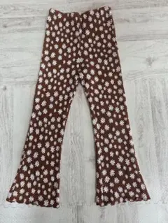 キッズ花柄ブラウンフレアパンツ
