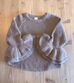 petit main L ニット 120-130 ブラウン 袖フリル　セーター