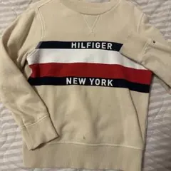 TOMMY HILFIGER トレーナー ベージュ ロゴプリント 汚れ3箇所激安のサムネイル