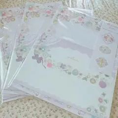Hallmark 花柄レターセット 紫レターセット　薄紫　パステルカラー　新品