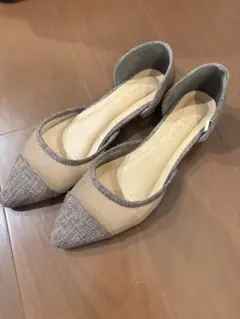 シースルー パンプス 24.5 オフィス ローヒール ベージュのサムネイル