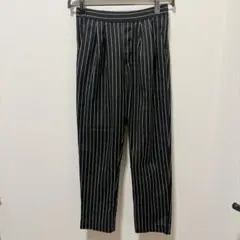 ボディデザート パンツ テーパード ストライプ S M 黒 ポリエステル