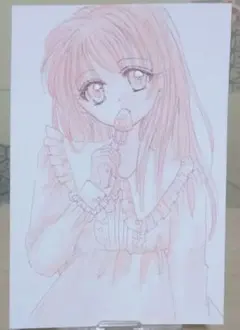 原画 単色 手描きイラスト ロリータ花ピンク - メルカリ
