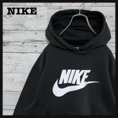 907【美品】ナイキ ビッグロゴ プリント パーカー 人気 希少 入手困難 L