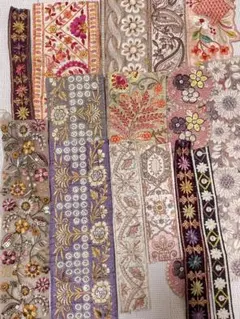 ②在庫整理　インド刺繍リボン　ハギレ　アソート　詰め合わせリボン　ハンドメイド