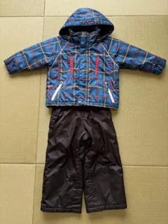 子供用スキーウェアセット 青いチェック柄 100cm