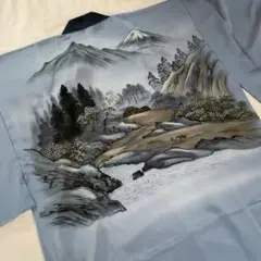長襦袢　男物　風景画　グレー　未使用品　長期自宅保管品　神戸大丸で購入