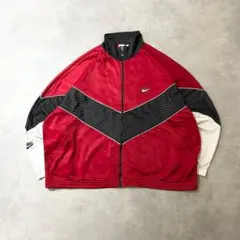 ナイキ銀タグNIKE古着トラックジャケット刺繍ジャージスウッシュレッド赤R356のサムネイル