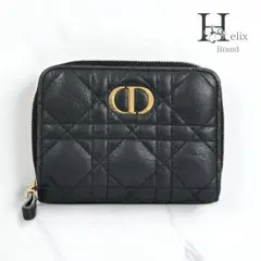 【極美品】ディオール　ロータスウォレット　コンパクト財布　黒　ブラック　レザー
