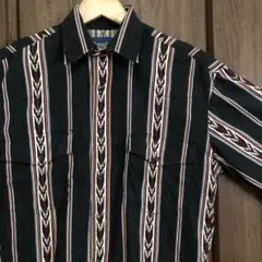 90s Wrangler ネイティブ柄 ウエスタンシャツ S 黒