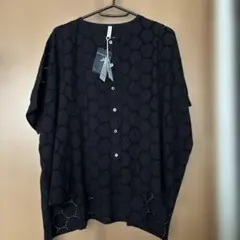 クラウドナイン　cloudnine サークル刺繍 半袖ブラウス ブラックのサムネイル