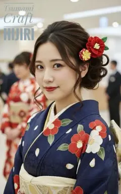 【Sサイズ】つまみ細工　髪飾り　椿　クリップ