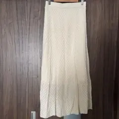 LEPSIM アイボリー フレアスカート 編み物風 レース