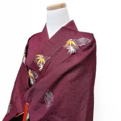 アンティーク　小紋　梅花　菊花　笹模様　はな　着物　071t