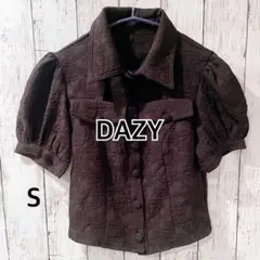極美品✨DAZY デイジー 総レース パフスリーブ ブラウス くるみボタン 黒S