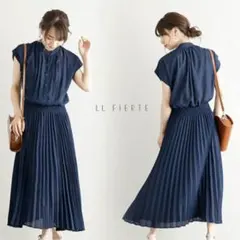 [ルル フェルテ] ワンピース 半袖 切り替え プリーツ ロング フレンチスリ