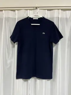 LACOSTE ネイビー　半袖カットソー　Ｖネック　Tシャツ サイズ3 ワッペン