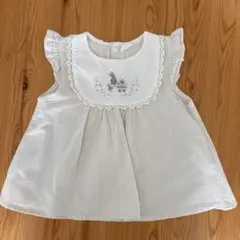 コトリ　ウサギ刺繍チュニック　90