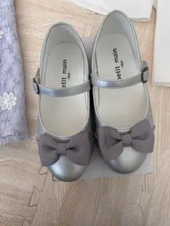 petit main シルバー リボン フォーマルシューズ　19cm