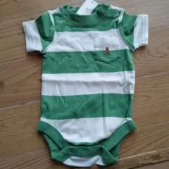 babyGap 緑と白のストライプロンパース 6-12ヶ月