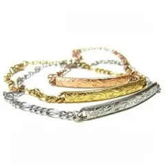 99 ハワイアンジュエリー プルメリア プレートブレスレット ピンクゴールド