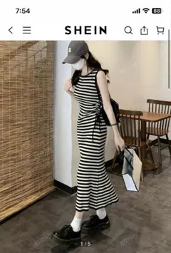 ボーダーニットワンピース m