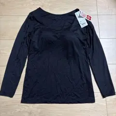 UNIQLO ヒートテックブラUネックT(八分袖) ブラック M