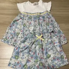 【プティマイン】【新品未使用】花柄フリル半袖カットソー&ショートパンツセット